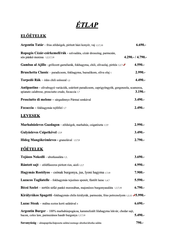 Bistro étlap – megnyitás teljes méretben