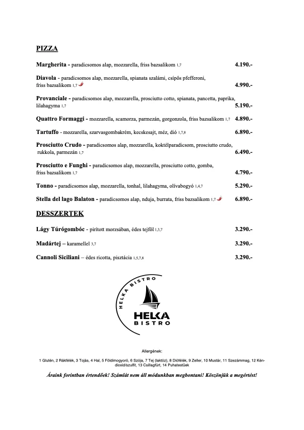 Bistro étlap – megnyitás teljes méretben